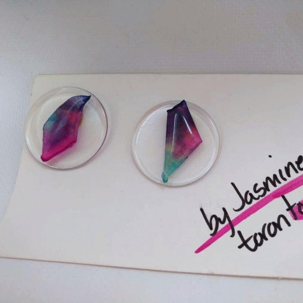Vintage 80s Resin Earrings Avant Garde Handmade by Jasmine Toronto